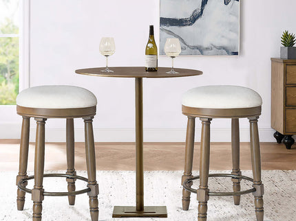 360° Swivel Wooden Barstools With Upholstered Seat, Counter Height (Set of 2)