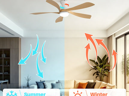 52" Ceiling Fan With 3 Color Dimmable LED Light, DC Reversible Motor, 6 Speed Settings