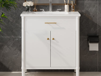 Bathroom Vanity With Sink, Soft Close Doors And Adjustable Shelf