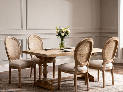 Dining Chairs, Upholstered With Round Back (Set of 2) - Beige