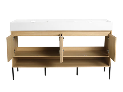Modern Bathroom Vanity Combo With Single Resin Sink And Storage Cabinet