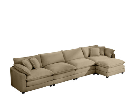 Oversized Modular Cushion Sofa With Ottoman, Low Back, Deep Seating Sofa Set