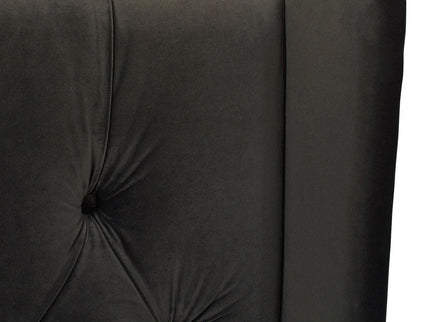 David - King Tufted Wingback Bed - Dark Charcoal Gray
