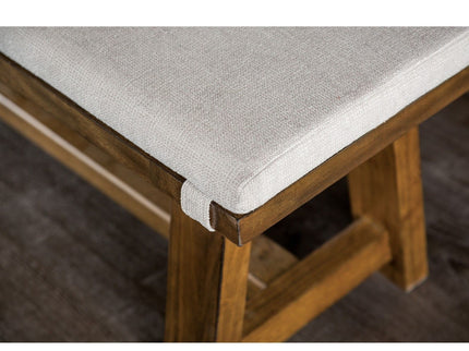 Upholstered Bench With Trestle Base - Brown / White