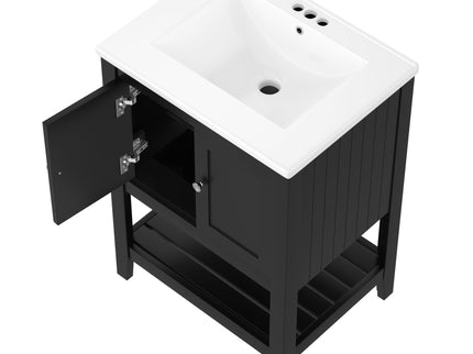 Modern Bathroom Vanity With Sink And Open Shelf