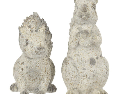 Resin Standing & Lying Down Squirrel Rustic, For Harvest Festival Fall Festival & Thanksgiving Table Decorations (Set of 2) - Antique Cream