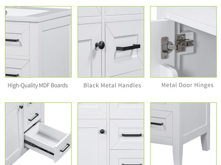 Modern Bathroom Vanity With Sink Combo, 3 Drawers