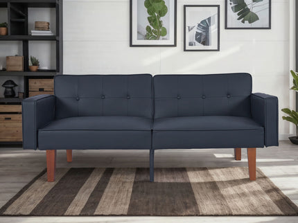 Convertible Futon Sofa Bed With Adjustable Split Back, Twin Size Sleeper Couch - Black
