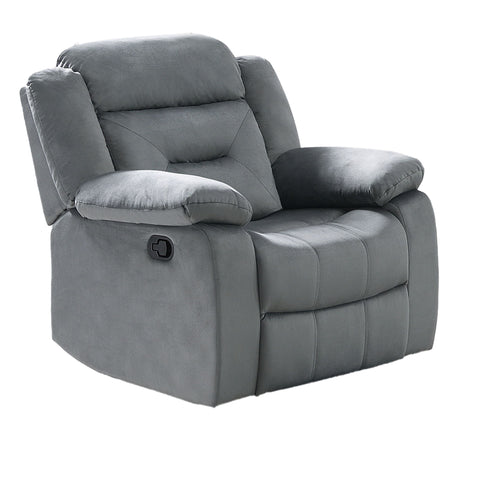 Modern Manual Recliner With Padded Seat And Pillow Arms