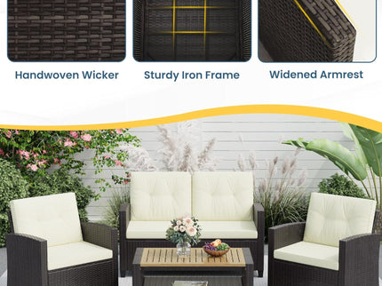 Modern All-Weather Patio Set With Cushions And Table