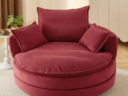 360° Swivel Accent Barrel Chair With Dual Layer Cushion And 3 Removable Pillows