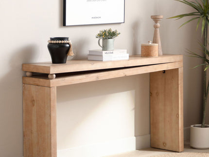 Slim Console Table, Narrow Entryway Table With Bead Detail - Light Natural / Natural