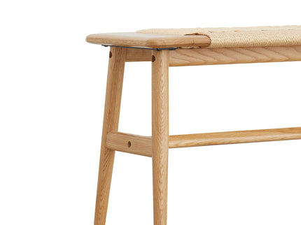 Woven Design Dining Bench For Dining Room, Bedroom - Natural Oak