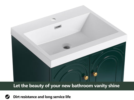 Contemporary Freestanding Bathroom Vanity With Resin Sink & Soft-Close Cabinet Doors