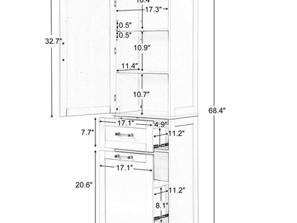 Tall Freestanding Bathroom Storage Cabinet With Adjustable Shelf And 2 Drawers