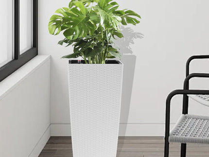 Square Large Planter With Automatic Watering System For Home And Garden (Set of 2) - White