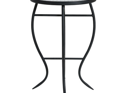 Outdoor Round Side Table With Mosaic Style Top And Curved Iron Legs