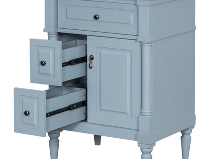 Freestanding Bathroom Vanity With Sink, Adjustable Shelf & Flip Drawer