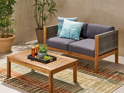 Charlotte - Outdoor And Rope 4 Seater Chat Set With Cushions - Teak