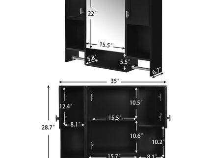 Wall Mounted Bathroom Storage Cabinet With Mirror, Medicine Cabinet With Towel Bar