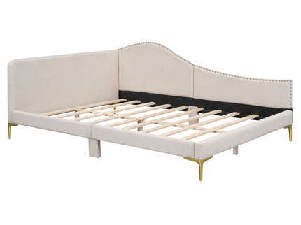 Upholstered Daybed With Headboard And Armrest, Support Legs
