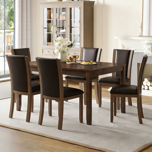 Dining Table Set With Upholstered Chairs, Rectangular Dining Table Set