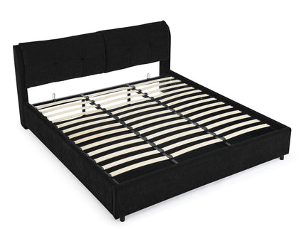 Storage Upholstered Hydraulic Platform Bed With Integrated Headboard