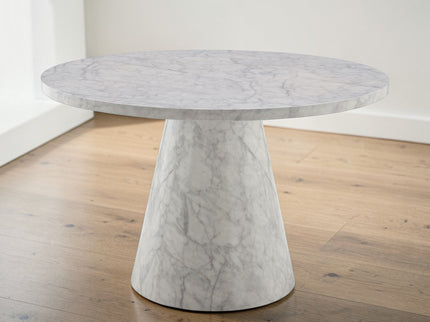 Kacey - Natural Engineered Stone Round Dining Table - Stone Gray