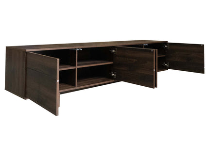 TV Stand For TVs Up To 85", Entertainment Center, Cable Management, Push Openers, Soft Closing Hinges & Adjustable Shelves - Dark Brown