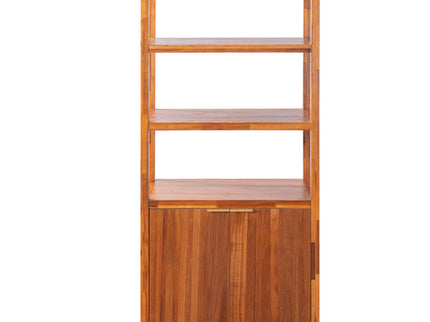 Modern Tall Storage Bookcase Cabinet With 2 Open Shelves & Double Doors