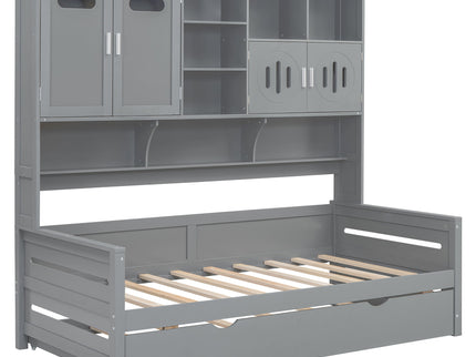 Daybed With All-In-One Cabinet And Shelf