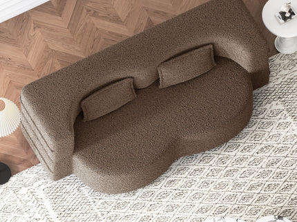 Modern Floor Sofa, With 2 Pillows, Convertible Teddy Fabric Foam Filled Bed