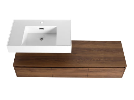 Modern Wall Mounted Bathroom Vanity With Resin Sink And Soft Close Drawer