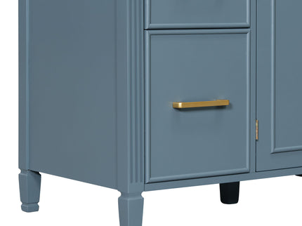 Modern Bathroom Vanity With Ceramic Sink, Freestanding, One Tip Out Drawer, 3 Side Drawers, Adjustable Shelf