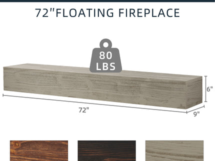Rustic Wood Fireplace Mantel, Wall-Mounted & Floating Shelf For Home Decor
