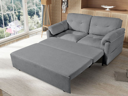 Convertible Pull Out Sofa Bed Queen Size, 3 In 1 With Side Storage