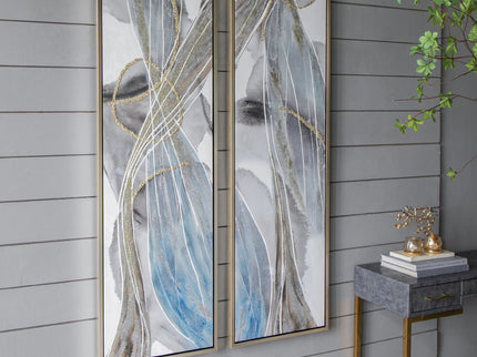 Elongated Modern Abstract Oil Paintings, Wall Art For Living Room Dining Room Bedroom Office Entryway (Set of 2) - Multicolor