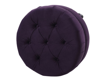 Dawn - Tufted Round Ottoman Nailhead Accents - Purple