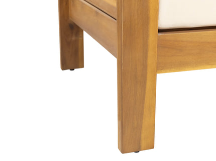 Acacia Wood Loveseat And Coffee Table Set With Cushions