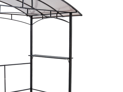 Grill Gazebo 8X5Ft, Outdoor Patio Canopy, Bbq Shelter With Steel Hardtop And Side Shelves - Black