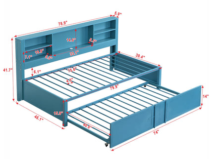 Industrial Metal Daybed With Trundle, Storage Shelves, USB Ports