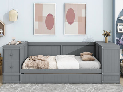 Daybed With Storage Arms, Trundle And Charging Station