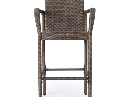 Outdoor Wicker Barstools With Rattan And Iron Frame
