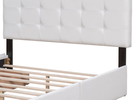 Upholstered Platform Bed With Classic Headboard And Drawers, No Box Spring Needed