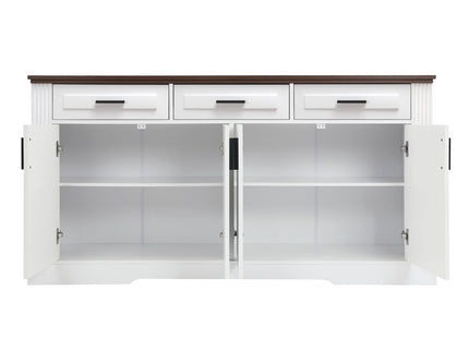 Fluted Sideboard Buffet Cabinet With 4 Doors And 3 Drawers