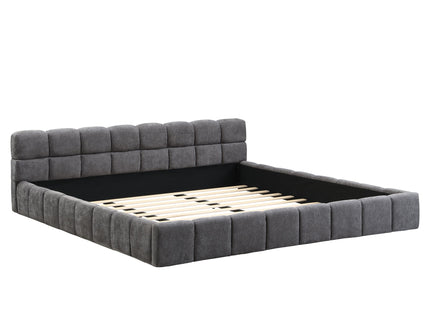 Elegant Upholstered Bed With Checkerboard Design