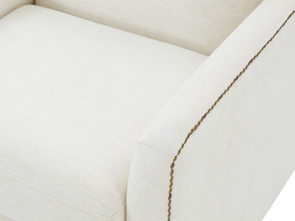 Tolland - Swivel Accent Chair With Antique Brass Nailhead Trim - Cream