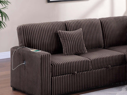 Convertible Sectional Upholstered Sleeper Sofa With Storage Chaise