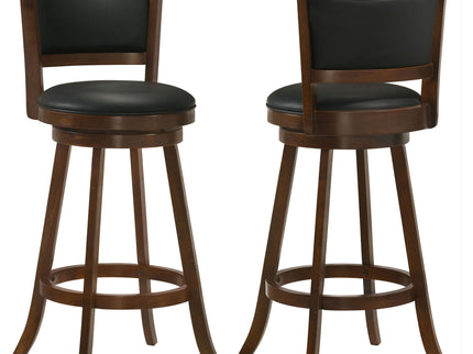 Swivel Stool With Upholstered Seat (Set of 2) - Black / Brown