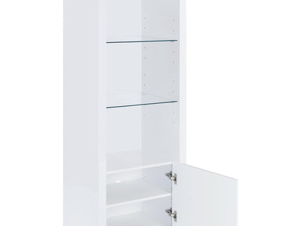 Lance - 3 Shelf Media Tower With Shelves And Hidden Cabinet - Gloss White